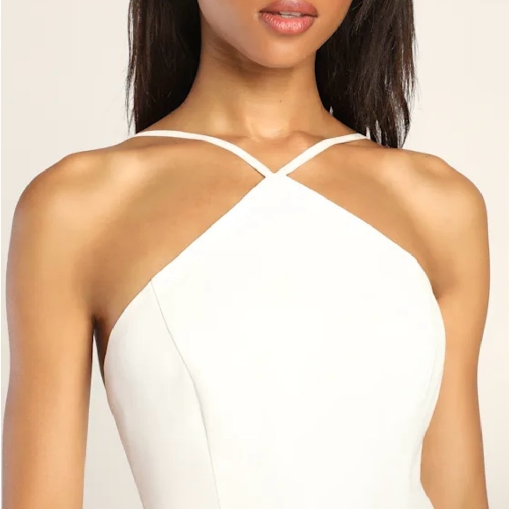 Lulu's White Strapless Halter Neck Dress